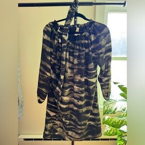 Michael Kors Black and Gray Patterned Dress